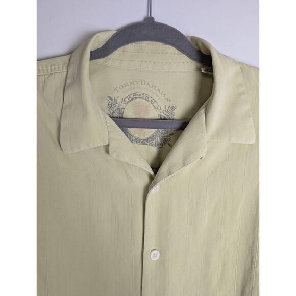 Tommy Bahama Shirt Mens XL Yellow Lime Silk Button Up Short Sleeve Hawaiian - Picture 4 of 11
